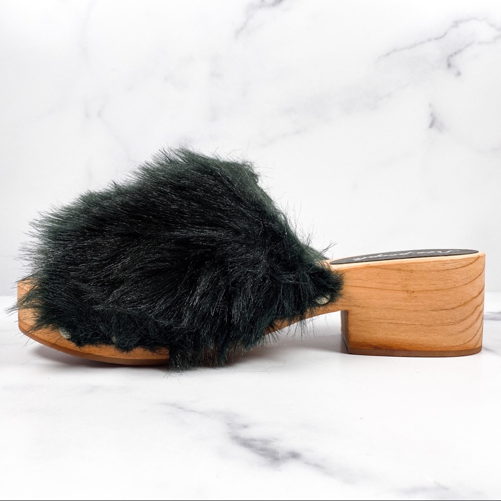 NIB Free People Faux Fur Sonnet Wooden Clog Sandal - Picture 5 of 11